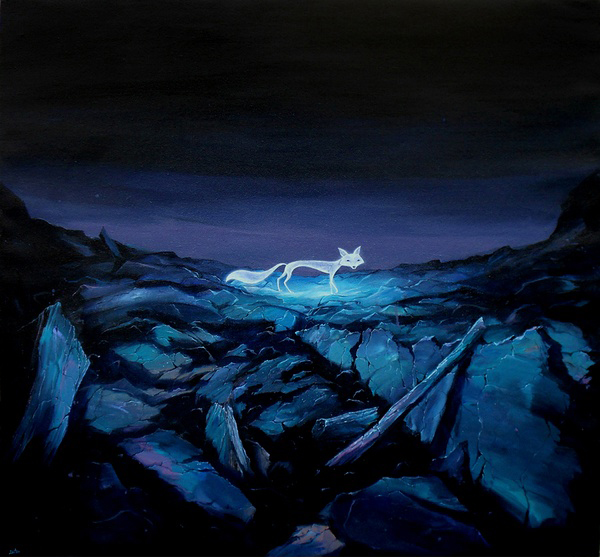 《银狐之夜》布面油画 100x100cm